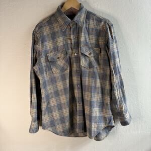 Vintage Ponderosa Wool Blend Flannel Shirt Mens Size XL Collar Plaid